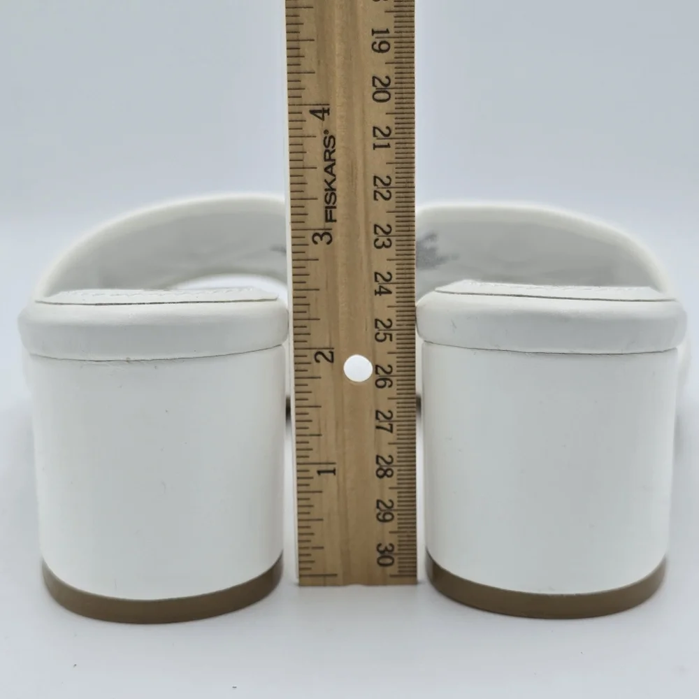 NWOT Anne Klein Kendra Slippers (Block Heel Slide Sandals), White & Gold, 9.5M - Picture 8 of 16